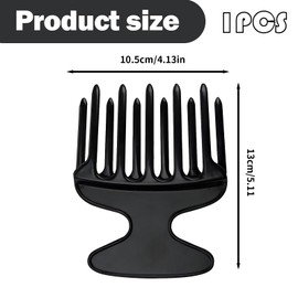 1 Piece Finger Styler Afro Comb Coarse Natural Curls Afro Comb Curling Comb Hair Comb Afro Pick Finger Styler Comb for Curls for Hairdressing Salon at Home - Black