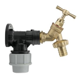 Wall Flange Kit 25mm MDPE Set Connectors - Designed for Secure and efficient Connections with 25mm MDPE Pipes. (Brass Garden Tap 3/4" Barb)