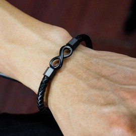 To My Man Bracelets,Husband Present from Wife I Love You Forever and Always Bracelet Infinity Braided Leather Bracelet, 5.5, Faux Leather, no