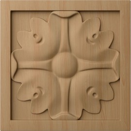 Ekena Millwork ROS03X03X00EDAL Small Edinburgh Square Rosette, 3"W x 3"H x 5/8"P, Alder