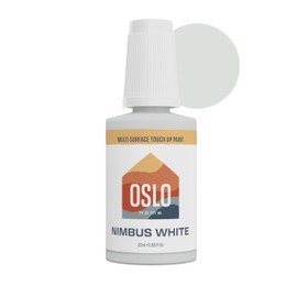 Oslo Home Porcelain + Appliance Touch Up Paint, Nimbus White, 20ml, High Gloss, w/Brush in Bottle, for Bathroom Fixtures, Metal
