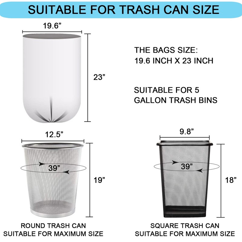 5 Gallon Trash Bags - 20 Liter Strong Garbage Bags