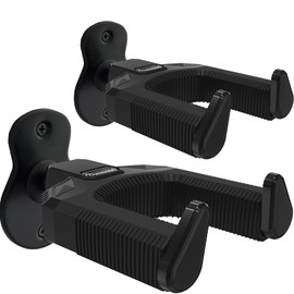 Guitar Wall Mount 2 Pack, Auto Lock Guitar Hanger Black Metal, Guitar Wall Hangers, Guitar Holder Hook Wall Stand for Classical, Acoustic, Electric Guitar, Banjo, Bass, Gift for Guitar Player