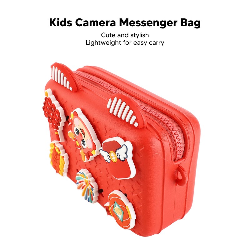 Kids Single Shoulder Camera Bag DIY Cartoon Decors Shock Absorbing