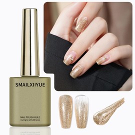 SMAILXIIYUE Gold Glitter Gel Nail Polish Sparkle light gold Glitter Color Gel Nail Polish Soak Off UV LED Nail Lamp Gel Polish Nail Art Manicure Salon DIY Home (Gold, S)