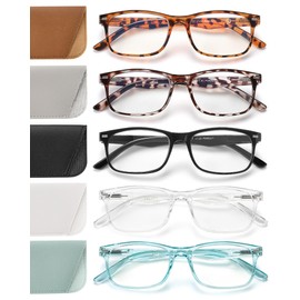 JOLISU 5 Pack Reading Glasses for Women, Spring Hinges Lightweight Readers Glasses,Blue Light Reading Glasses Anti Eyestrain (3.50)