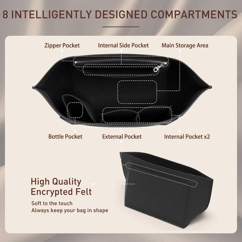 Doxo Longchamp Organizer Insert Medium, Felt Bag Organizer with Cup