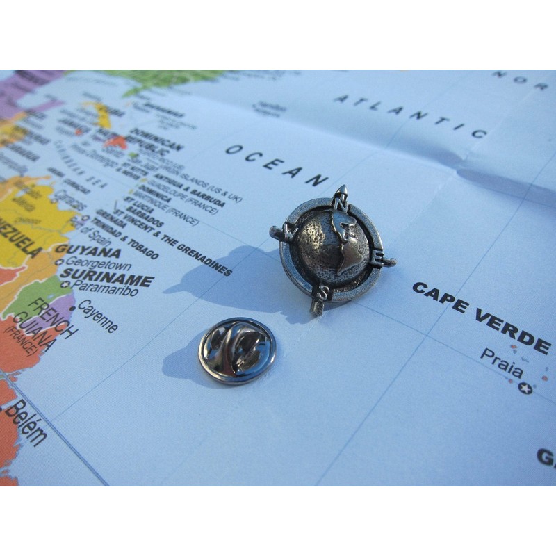 Jim Clift Design Globe Compass Lapel Pin - 1 Count