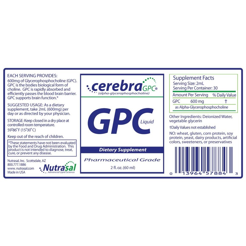 Nutrasal Cerebra GPC Liquid - 2 Fl. Oz. (60mL)