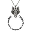 TURTLEDOVE Viking Wolf Head Necklace and Fenrir Bangle Set, Stainless
