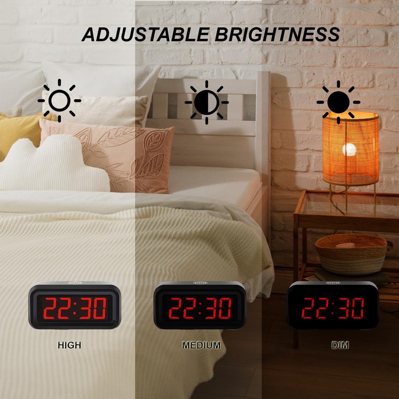 SUPLEDCK Alarm Clock,Digital Alarm Clock for Bedrooms,Battery Operated Clock,Adjustable 3