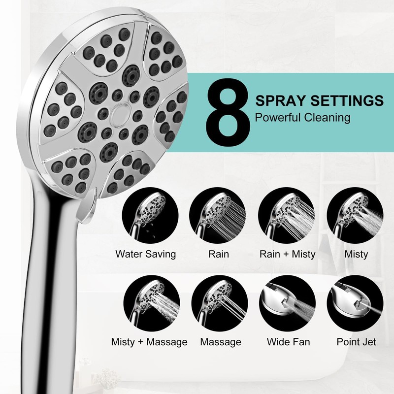 Tub Spout with Diverter, High Pressure 8 Settings Hand Held