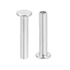 QUARKZMAN Pack of 50 Semi-Hollow Rivets, 4 mm x 22 mm, Aluminium Flat Head, Half Hollow Rivets for Industry, Household Repair, Fixing, Silver