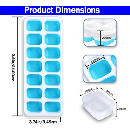 Bandejas para cubitos de hielo, paquete de 4, silicona de fácil liberación y bandejas flexibles para 14 hielos con tapa extraíble resistente a derrames, LFGB y BPA Free, duradero apilable - Azul