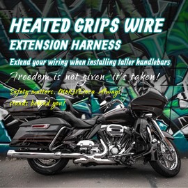 MoKitDora 10" Handlebar Heated Grips Wire Extension Harness 2 Pieces for 2014-up Harley Electra Road King Street Glide & 2016-up Breakout Deluxe Fat Bob Heritage Classic Slim Low Rider
