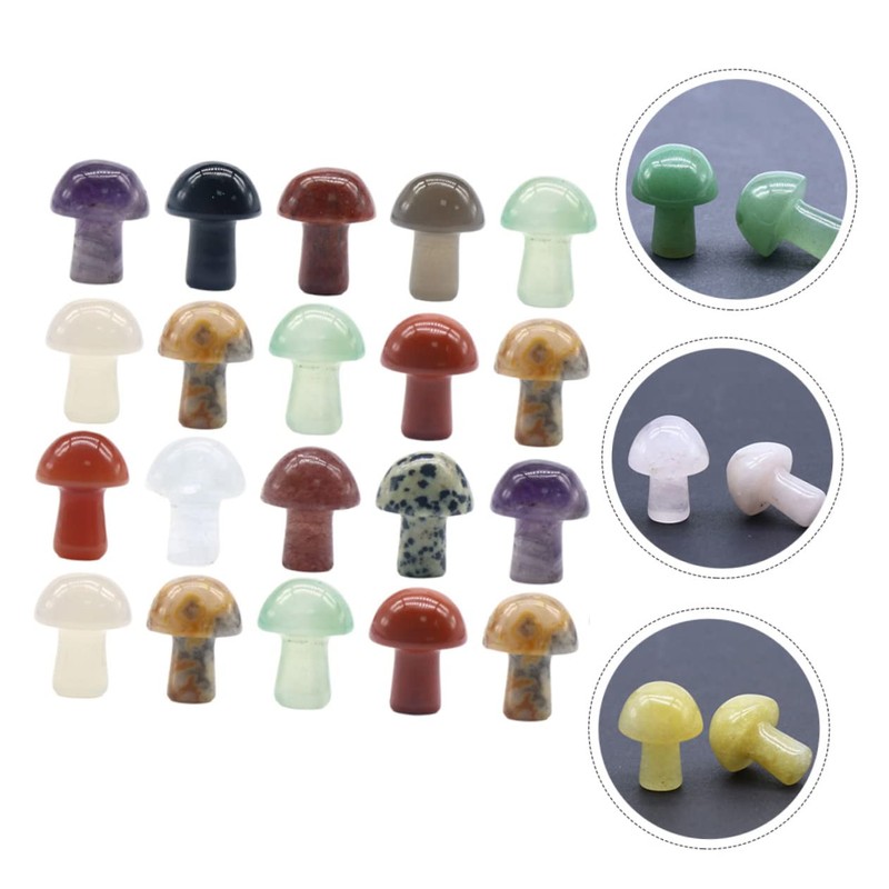 IWOWHERO Set of 20 Small Mushroom Ornaments Crystal Mini Mushrooms