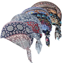 Qianmome Durag - Gorro de algodón para motociclista, diseño de calavera, Transpirable: 4 piezas estilo W, M