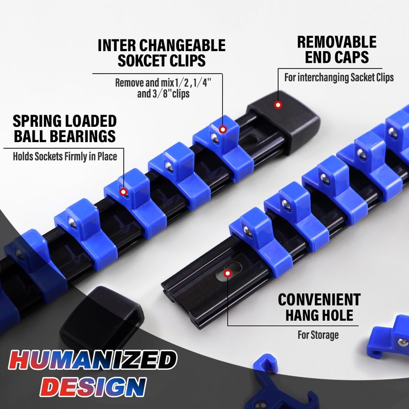 6 Pcs Socket Organizer Rail Set, Premium Socket Holder, Heavy-Duty