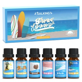 SALKING Surf & Sand Fragrance Oils, Premium Essential Oil for Diffuser, Scented Oil Gift Set for Soap Candle Making - Ocean Breeze, Salty Sea, Pink Sand, Coconut, Island Life, Pina Colada