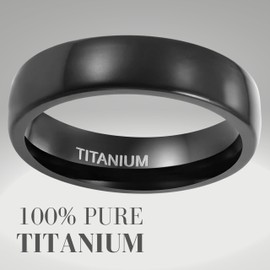 Willis Judd Mens 6mm Black Titanium Ring Wedding Band for Men Engagement Ring Comfort Fit Size Q