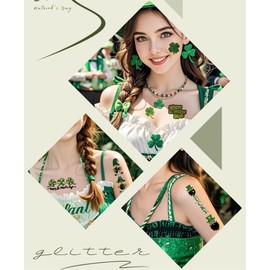 St Patricks Day Tattoos，St Patricks Day Shamrock Tattoos,st. patrick tattoo stickers，Waterproof Temporary Tattoos with Face Stickers for Irish Party Favors & Makeup Deco