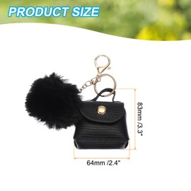 [PATIKIL] Coin Pouch PU Leather Small Coin Purse Keychain for Women Keychain Pouch Mini Tote Bag Keychain Cute Small Hanging Backpack Handbag Decoration Black