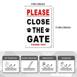 SINMAO Funny Please Close the Gate Sign Dog Vertical Metal A4 Size Aluminum Reflective White x2