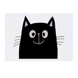'Happy Black Cat' Temporary Tattoo - Water Resistant, Skin-Safe, Non-Toxic Transfer (TO00076607)