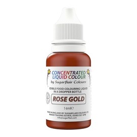 Sugarflair Rose Gold Liquid Food Colouring Droplet For Painting By Mixing With Rejuvenator Spirit - 14ml