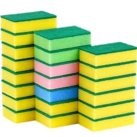 MCHAIMKO Scrub Sponge, Heavy Duty, Multi-Purpose Cleaning Sponges for Kitchen, Dishes, Garage, Outdoor (Square Shape, 24, Count)