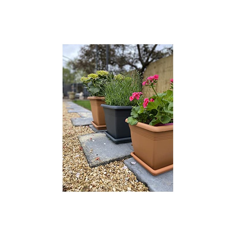 Tildenet Gardenware FPSQS23-A FPSQS23-A Square Garden Saucer 26.5 cm Anthracite