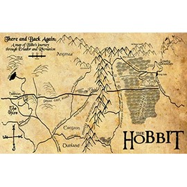 Bilbo's Hobbit Map Illustration - Fantasy Middle Earth Poster Print (11x17 inches)