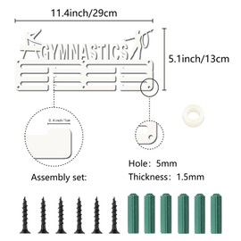 CREATCABIN Gymnastics Medal Hangers Medal Holder Display Rack Sports Metal Hanging Awards Iron Small Mount Decor for Wall Home Race Running Swimming Soccer Football Medalist White 11.4 x 5.1 Inch