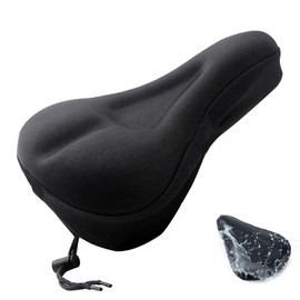 ZcrPrn Bike Seat Cushion, Bike Saddle Waterproof Cover with Large Memory Foam and Gel Seat Cushion, Extra Comfortable Soft Bicycle Seat Cushion, for Indoor and Outdoor Bicycles