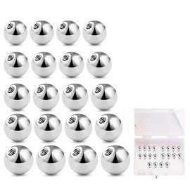 WeddHuis 20stk Chirurgenstahl Piercing Kugeln, Ersatzkugel Schraubkugel für Piercing Nase Lippe Augenbrauen Bauchnabel Zunge (1,2mm, 3/4/5/6/8mm) (Silber),Kommt mit 1 Aufbewahrungsbox