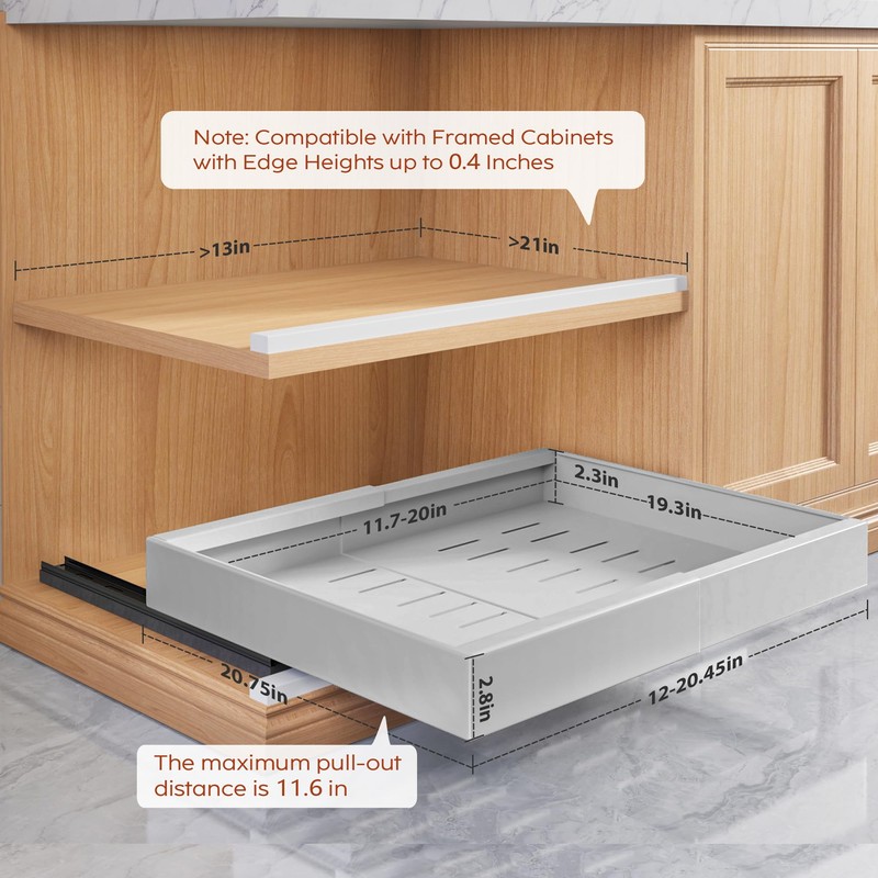 Seinloes 2 Pack Pull Out Cabinet Organizers 21"Deep With Raising