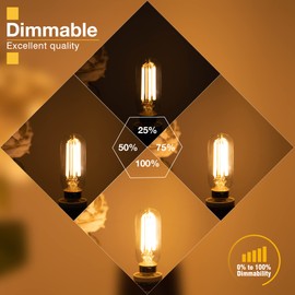 Genixgreen - foco LED T6, E12 regulable para candelabro, bombillas LED decorativas de 806 lm, 6.5 W, equivalente a vidrio ámbar de 2700 K, 65 W, bombillas de filamento T25, paquete de 6