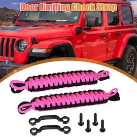 ACROPIX Car Door Limiting Straps Restrictor Door Snubber Fit for Jeep Wrangler JK with Door Strap Brackets - Pack of 8 Black Pink