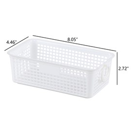 Buyitt Plastic Small Office Desktop Baskets, Set of 6 Rectangular Storage Basket, White