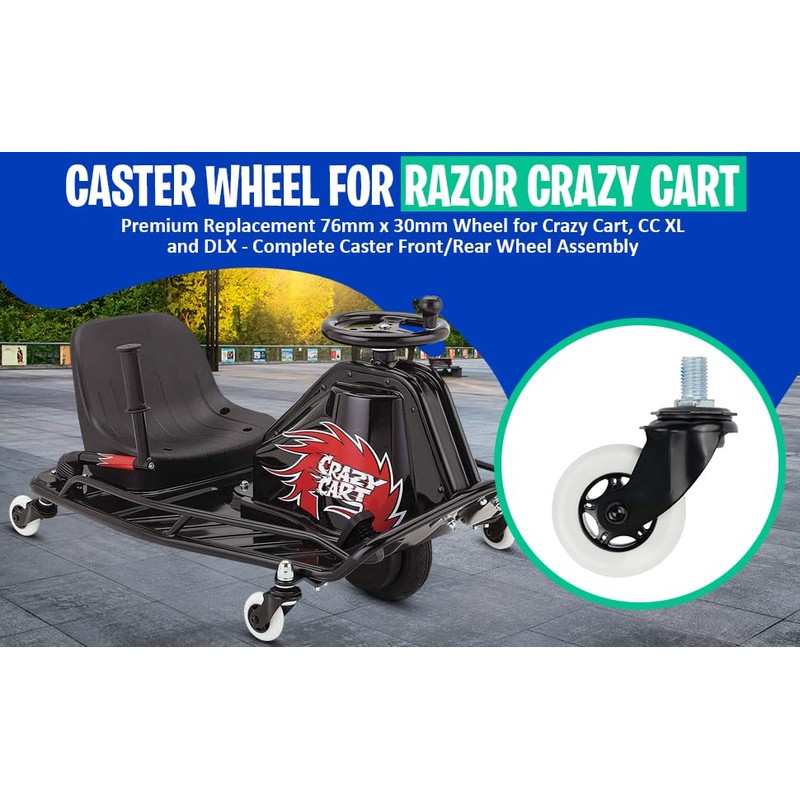 Caster Wheel for Razor Crazy Cart - Premium Replacement 76mm