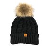 Allydrew Winter Warm Soft Knit Beanie with Faux Fur Pom Pom, Black