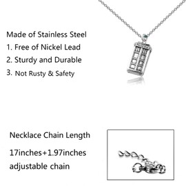 FUSTMW Dr Who Gifts Police Box Necklace Tv Show Lovers Gifts Police Box Jewelry Gifts for Dr Who Fans Inspirational Gifts (Police Box nl)