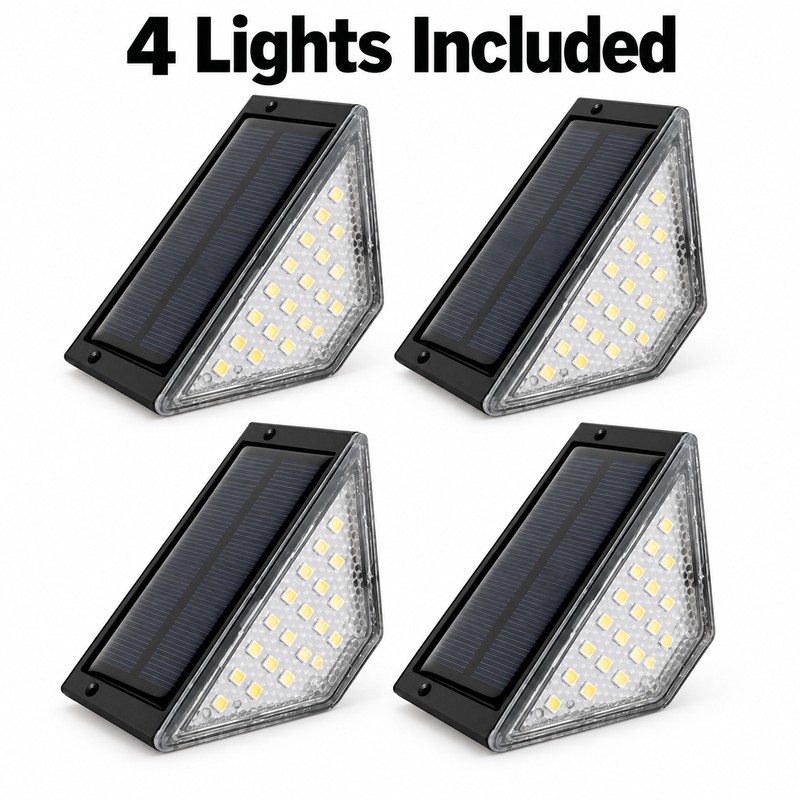 4-Pack Solar Stair Lights for Outdoor Steps – Warm White