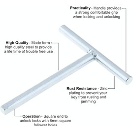 Professional T-Bar Socket Wrench, Chrome-Plated Metal, Square Drive