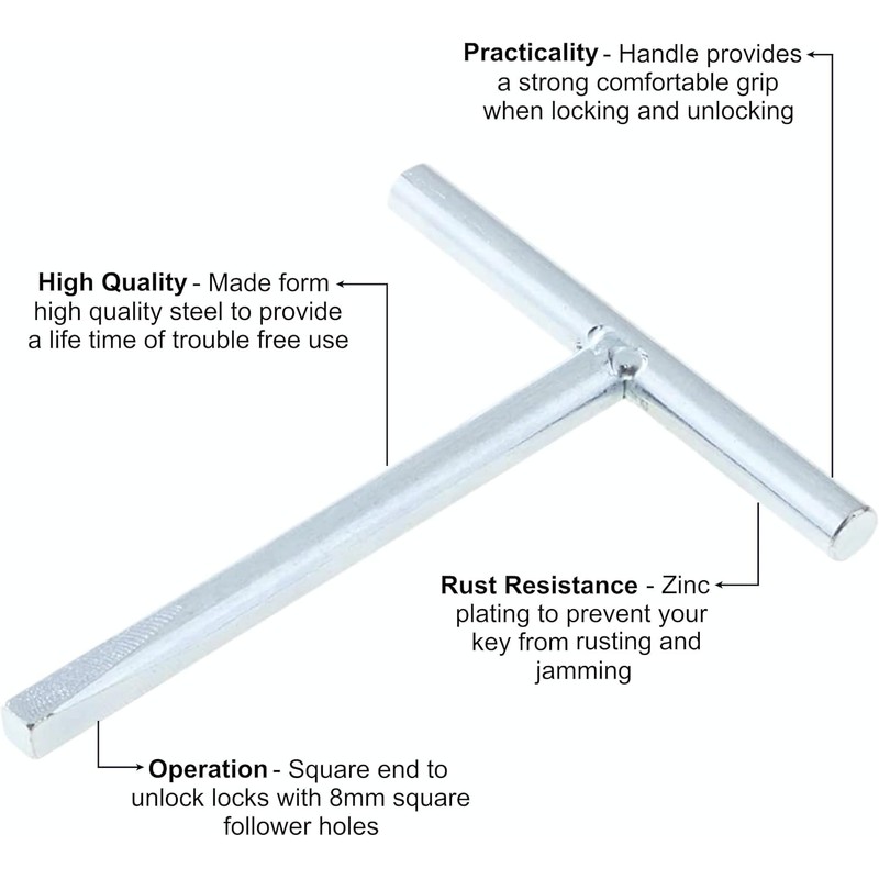 Professional T-Bar Socket Wrench, Chrome-Plated Metal, Square Drive