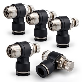 Bwintech SL6-03 6 mm Inch Pipe OD x 3/8 Inch BSP Angle 90 Degree Speed Fitting for Connecting Air Line Pack of 5