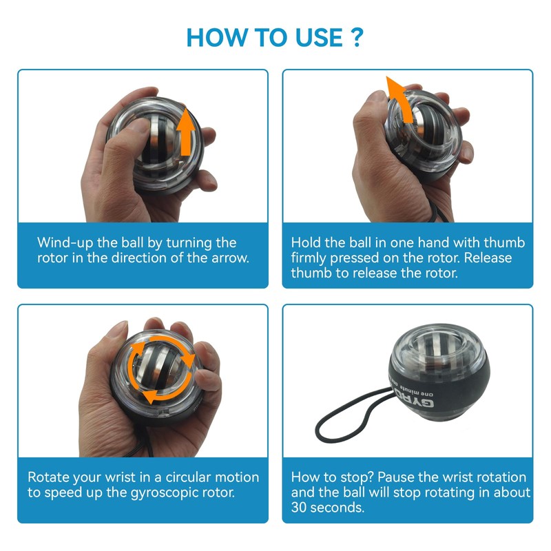 Gyro Ball Hand Exerciser & Power Ball Hand Exerciser Adjustable