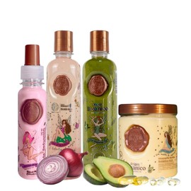 Ritual Botanico Shampoo Cebolla, Acondicionador Intensivo Plex Mascarilla bomba capilar ritual botanico y Termoprotector de Ritual Botanico (4 Pack)