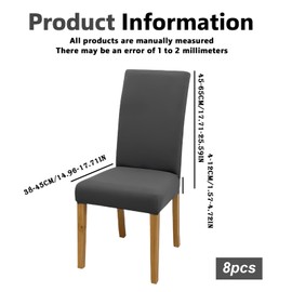 Vegena Chair Covers, Set of 8, Stretch Chair Covers, Swing Chairs, Stretch Chair Covers, Elastic Modern Cover for Dining Room, Chair, Wedding, Parties, Banquets (Anthracite)