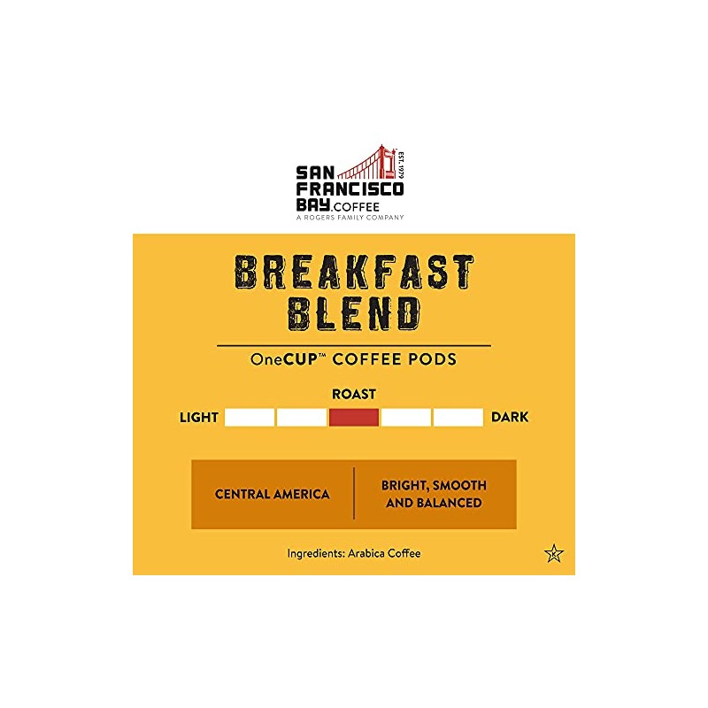 SF Bay Breakfast Blend Coffee, OneCup – 72 Count Compostable